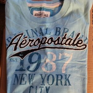 Aeropostale Light Blue Graphic T-Shirt